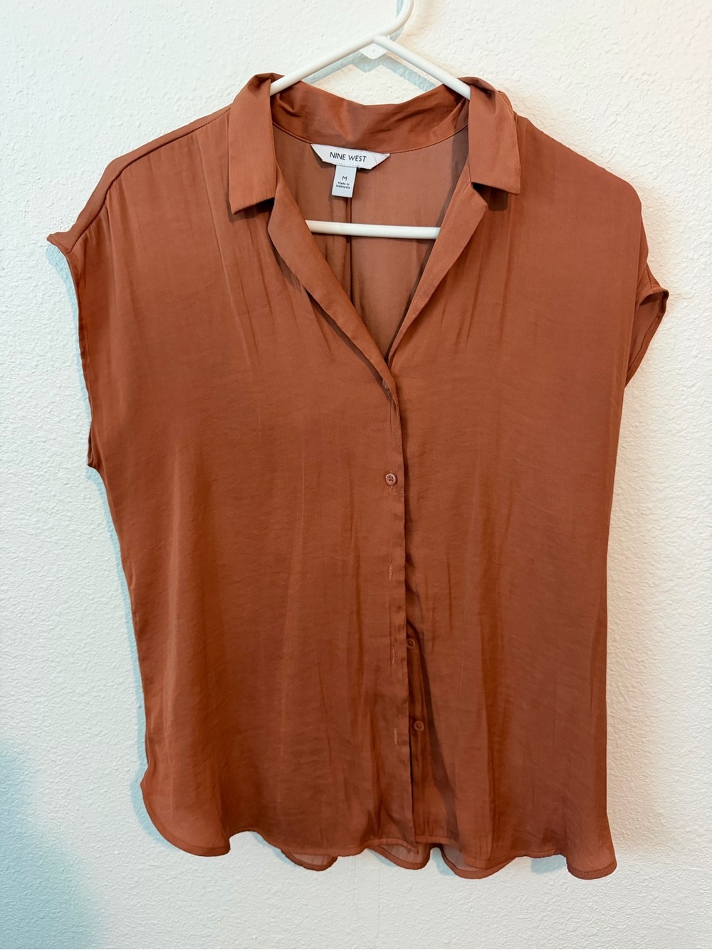 Cap-Sleeve Button Front Blouse